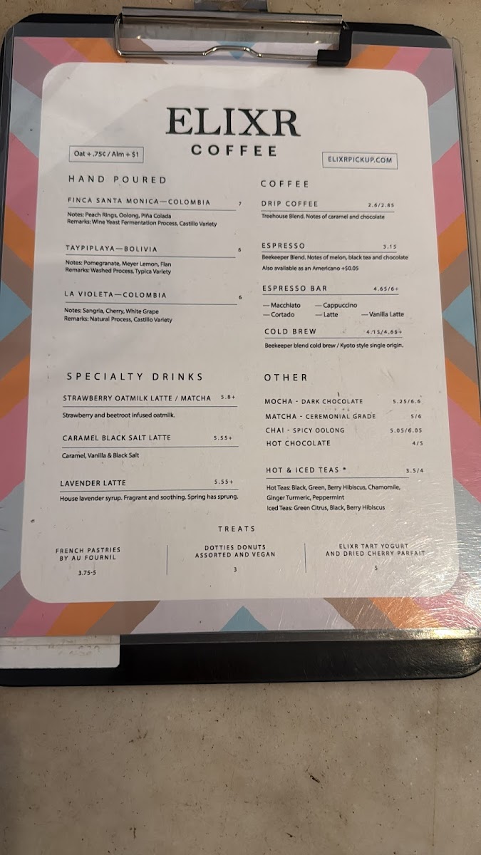 Elixr Coffee Roasters Menu - Image 4