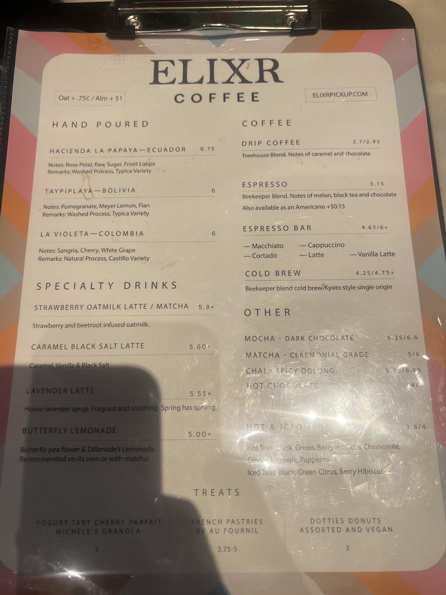 Elixr Coffee Roasters Menu - Image 5